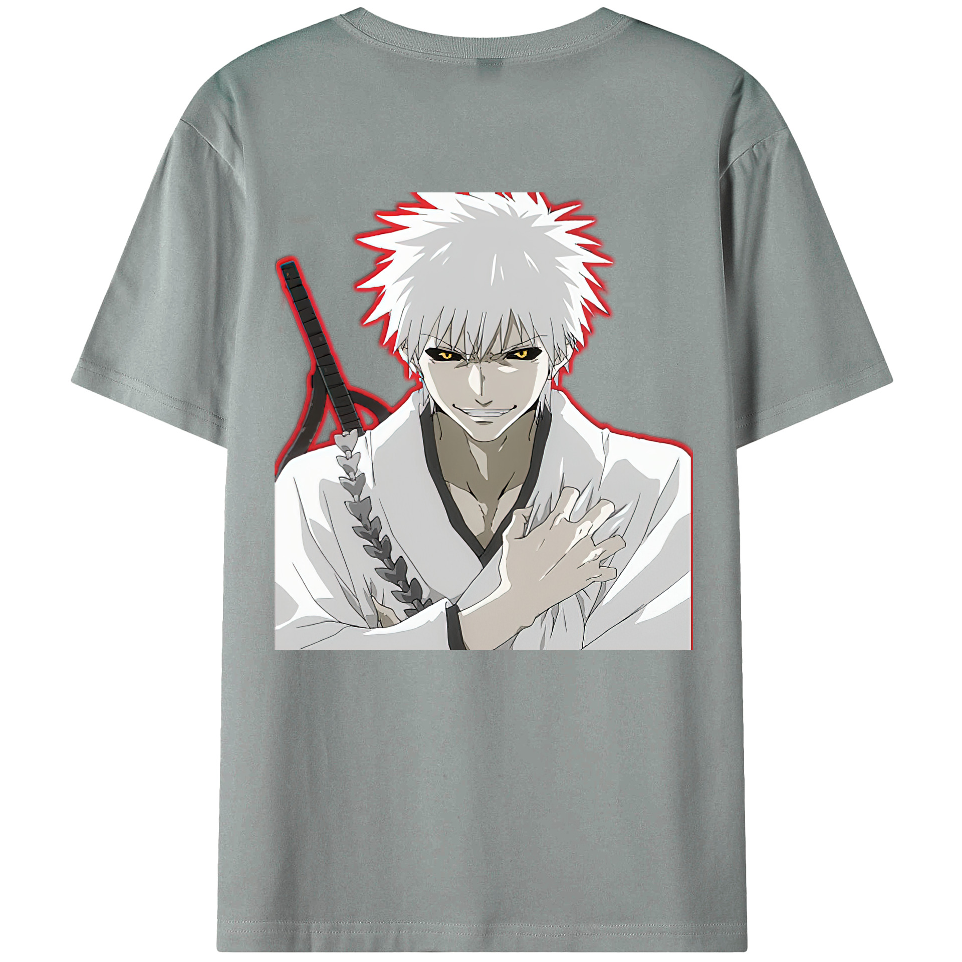 （画像用） ブリーチ 黒崎一護（くろさき いちご）BLEACH Kurosaki Ichigo 綿100％ メンズ半袖Tシャツ（バックプリント） 通気性